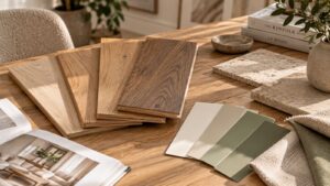 Muestras de parquet combinadas con colores de pared